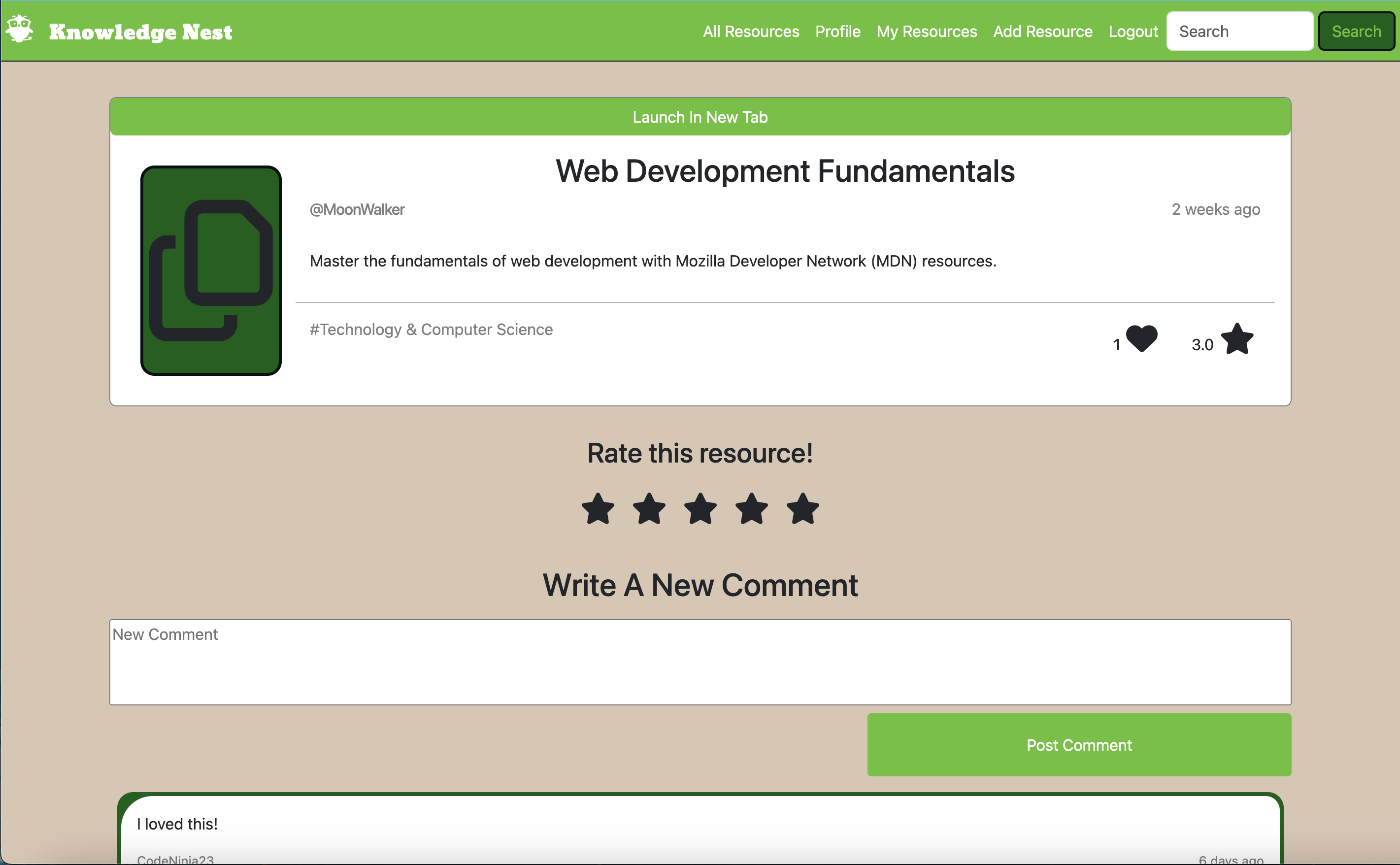Knowledge Nest Project Screenshot